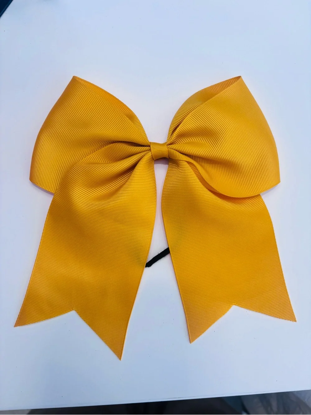 Gold Cheer Hair Bow with Ponytail Holder